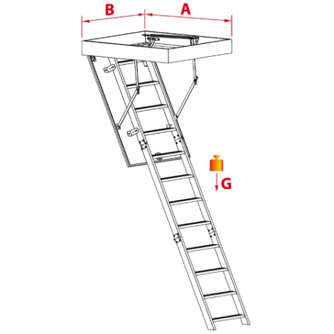 Трисекційні сходи для горища OMAN ALU PROFI EXTRA 120х55 см